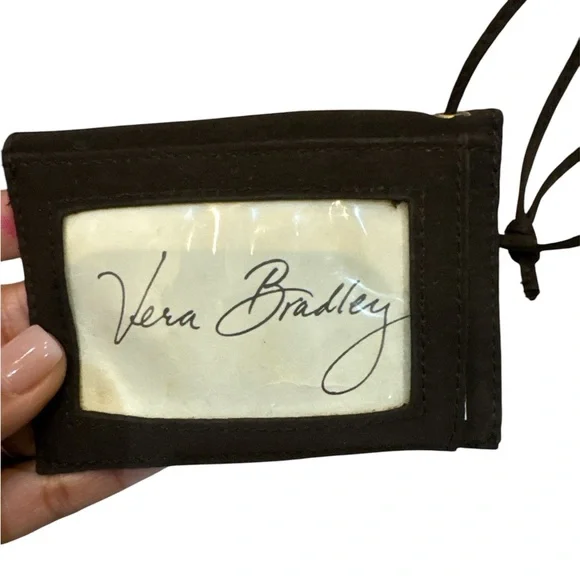 Vera Bradley ID Card Envelope Wristlet Black Brown - Picture 3 of 3